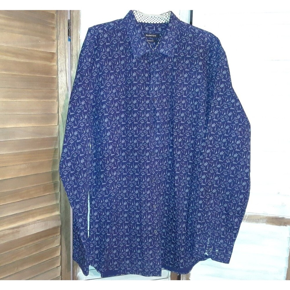 Bugatchi Men's Button Up Scientific Mathematical Design